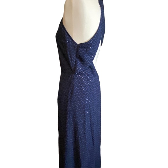 NWT! Luxury Item 👗 Blue Sequined Halter Gown - Picture 3 of 7